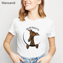 Load image into Gallery viewer, funny t shirts women white black greyhound animal printed t-shirt femme dog lovers white vogue tshirt female tumblr tops tee