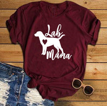 Load image into Gallery viewer, Lab Mama Labrador Retriever Shirt Letters Printed Women O-Neck Casual Cotton Funny T-Shirt Cute Pet Lover TShirt Dog Mama Tee