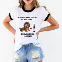 Load image into Gallery viewer, A woman needs a Dachshund funny t shirts women graphic tee shirt femme dog lover t shirt animal print white t-shirt summer tops