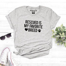 Load image into Gallery viewer, Rescued Is My favorite Breed T shirt Ladies Unisex Crewneck Shirt Rescue Dog Graphic Tees dog lovers casual tops