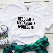 Load image into Gallery viewer, Rescued Is My favorite Breed T shirt Ladies Unisex Crewneck Shirt Rescue Dog Graphic Tees dog lovers casual tops