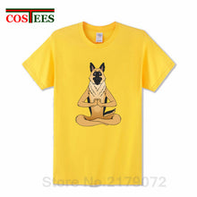 Load image into Gallery viewer, German Shepherd Namaste Yoga T shirt men Parody Buddha master Design German Shepherd Dog T-shirt hip hop streetwear Tshirt homme