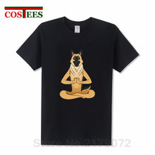 Load image into Gallery viewer, German Shepherd Namaste Yoga T shirt men Parody Buddha master Design German Shepherd Dog T-shirt hip hop streetwear Tshirt homme