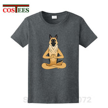 Load image into Gallery viewer, German Shepherd Namaste Yoga T shirt men Parody Buddha master Design German Shepherd Dog T-shirt hip hop streetwear Tshirt homme