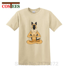 Load image into Gallery viewer, German Shepherd Namaste Yoga T shirt men Parody Buddha master Design German Shepherd Dog T-shirt hip hop streetwear Tshirt homme