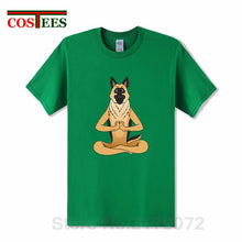 Load image into Gallery viewer, German Shepherd Namaste Yoga T shirt men Parody Buddha master Design German Shepherd Dog T-shirt hip hop streetwear Tshirt homme
