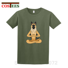 Load image into Gallery viewer, German Shepherd Namaste Yoga T shirt men Parody Buddha master Design German Shepherd Dog T-shirt hip hop streetwear Tshirt homme