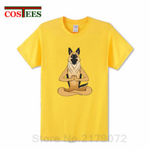 Load image into Gallery viewer, German Shepherd Namaste Yoga T shirt men Parody Buddha master Design German Shepherd Dog T-shirt hip hop streetwear Tshirt homme