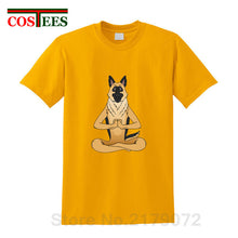 Load image into Gallery viewer, German Shepherd Namaste Yoga T shirt men Parody Buddha master Design German Shepherd Dog T-shirt hip hop streetwear Tshirt homme