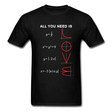 Load image into Gallery viewer, Geometric Algebra Equation Graph Tshirts A ll You Need Is Love Math Science Problem Black Fashion TeeShirt Plus Size New T Shirt