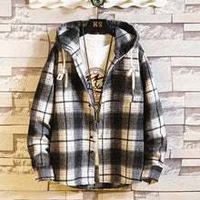 Load image into Gallery viewer, Plaid Style Autumn Spring 2019 With Hoodie Men‘s Hip Hop Punk Shirt Flannel Casual Fashion Clothes