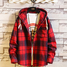 Load image into Gallery viewer, Plaid Style Autumn Spring 2019 With Hoodie Men‘s Hip Hop Punk Shirt Flannel Casual Fashion Clothes