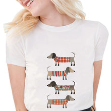 Load image into Gallery viewer, Summer Funny Hot Dog Dachshund T Shirt Women Too Long Wiener Lover Dog Printed T shirts Soft Cotton t shirt Women White Tops