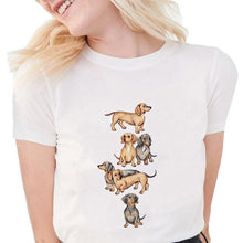 Load image into Gallery viewer, Summer Funny Hot Dog Dachshund T Shirt Women Too Long Wiener Lover Dog Printed T shirts Soft Cotton t shirt Women White Tops