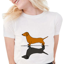Load image into Gallery viewer, Summer Funny Hot Dog Dachshund T Shirt Women Too Long Wiener Lover Dog Printed T shirts Soft Cotton t shirt Women White Tops