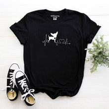 Load image into Gallery viewer, Heartbeat Chihuahua Dog Lovers cotton T Shirt Heartbeat Paw Dogs Tshirt for women Short Sleeve Cotton Top Tees Harajuku