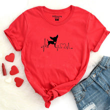 Load image into Gallery viewer, Heartbeat Chihuahua Dog Lovers cotton T Shirt Heartbeat Paw Dogs Tshirt for women Short Sleeve Cotton Top Tees Harajuku
