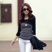 Load image into Gallery viewer, T Shirt Women Clothes 2020 Striped Tshirt Long Sleeve Tops Womens Clothing T-Shirts Cotton Casual Tee Shirt Femme Poleras Mujer
