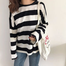 Load image into Gallery viewer, Plus Size Harajuku T Shirt Women Striped Print Long Sleeve T-shirt Korean Style Women Clothes Tshirt Women Camisas Mujer 2020