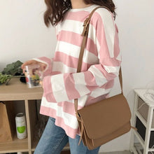 Load image into Gallery viewer, Plus Size Harajuku T Shirt Women Striped Print Long Sleeve T-shirt Korean Style Women Clothes Tshirt Women Camisas Mujer 2020