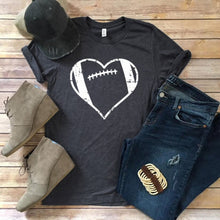 Load image into Gallery viewer, Football Heart T-shirt Unisex Favorite Football Love Shirt football season Shirts football mom tShirt 100%cotton casual tee tops