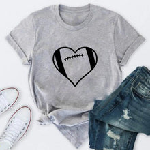 Load image into Gallery viewer, Football Heart T-shirt Unisex Favorite Football Love Shirt football season Shirts football mom tShirt 100%cotton casual tee tops