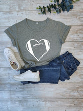 Load image into Gallery viewer, Football Heart T-shirt Unisex Favorite Football Love Shirt football season Shirts football mom tShirt 100%cotton casual tee tops