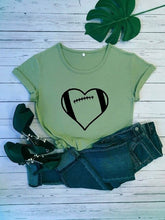 Load image into Gallery viewer, Football Heart T-shirt Unisex Favorite Football Love Shirt football season Shirts football mom tShirt 100%cotton casual tee tops