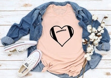 Load image into Gallery viewer, Football Heart T-shirt Unisex Favorite Football Love Shirt football season Shirts football mom tShirt 100%cotton casual tee tops