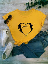 Load image into Gallery viewer, Football Heart T-shirt Unisex Favorite Football Love Shirt football season Shirts football mom tShirt 100%cotton casual tee tops
