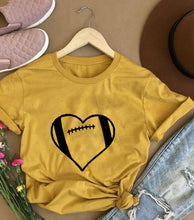 Load image into Gallery viewer, Football Heart T-shirt Unisex Favorite Football Love Shirt football season Shirts football mom tShirt 100%cotton casual tee tops