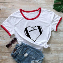 Load image into Gallery viewer, Football Heart T-shirt Unisex Favorite Football Love Shirt football season Shirts football mom tShirt 100%cotton casual tee tops