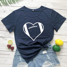 Load image into Gallery viewer, Football Heart T-shirt Unisex Favorite Football Love Shirt football season Shirts football mom tShirt 100%cotton casual tee tops