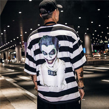 Load image into Gallery viewer, Harajuku Streetwear Mens Clown Print Striped T-Shirt Summer 2019 Hip Hop T Shirts Men Short Sleeve Tshirt Cotton Tops Tees WE401