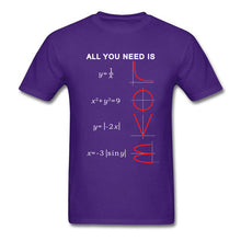 Load image into Gallery viewer, Geometric Algebra Equation Graph Tshirts A ll You Need Is Love Math Science Problem Black Fashion TeeShirt Plus Size New T Shirt