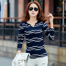 Load image into Gallery viewer, T Shirt Women Long Sleeve Tshirt Woman 2020 Camisetas Mujer Striped Womens Tops Casual T-Shirts Plus Size Blue Tee Shirt Femme