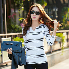 Load image into Gallery viewer, T Shirt Women Long Sleeve Tshirt Woman 2020 Camisetas Mujer Striped Womens Tops Casual T-Shirts Plus Size Blue Tee Shirt Femme