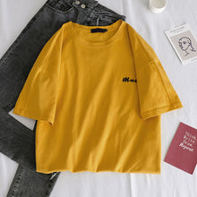 Load image into Gallery viewer, korean kawaii Stripped T Shirt New Fashion Clothes for Women Summer tees Tops embroidery 90's girls Tshirt Harajuku Streetwear