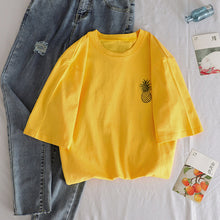 Load image into Gallery viewer, korean kawaii Stripped T Shirt New Fashion Clothes for Women Summer tees Tops embroidery 90's girls Tshirt Harajuku Streetwear