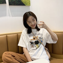 Load image into Gallery viewer, korean kawaii Stripped T Shirt New Fashion Clothes for Women Summer tees Tops embroidery 90's girls Tshirt Harajuku Streetwear