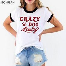 Load image into Gallery viewer, Crazy dog lady tshirt funny t shirts women cute summer top bulldog/ dachshund/ Chihuahua dog lover Christmas gift graphic tees