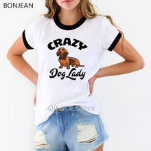Load image into Gallery viewer, Crazy dog lady tshirt funny t shirts women cute summer top bulldog/ dachshund/ Chihuahua dog lover Christmas gift graphic tees
