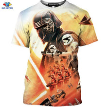 Load image into Gallery viewer, SONSPEE 3D Science Fiction Movie Star Wars T-Shirt Space War The Rise Of Skywalker T-Shirt Robot Men Shirt Mask Spaceship Tops