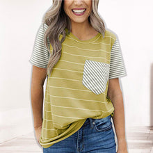 Load image into Gallery viewer, T Shirt Women Striped Pocket Tees 2020 New Summer O-Neck Tops Female Short Sleeves 2XL tshirt Women Clothes Casual Top Tee