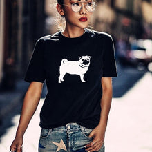 Load image into Gallery viewer, Funny cute Pug dog print cotton t shirt for women dog lover girlfriend Graphic Tees summer casual tops plus size