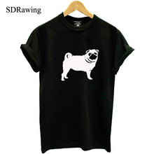 Load image into Gallery viewer, Funny cute Pug dog print cotton t shirt for women dog lover girlfriend Graphic Tees summer casual tops plus size