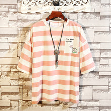 Load image into Gallery viewer, Men's Cotton Fashion T-shirt Mens Summer Striped Tshirts 5XL Casual Funny T Shirt Tees Man Oversized Tee Shirts Male Streetwear