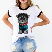 Load image into Gallery viewer, Female t-shirt kawaii yorkies print tshirt women summer top streetwear woman clothes dog lover tees chemise femme t shirt