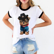 Load image into Gallery viewer, Female t-shirt kawaii yorkies print tshirt women summer top streetwear woman clothes dog lover tees chemise femme t shirt