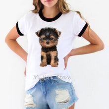 Load image into Gallery viewer, Female t-shirt kawaii yorkies print tshirt women summer top streetwear woman clothes dog lover tees chemise femme t shirt